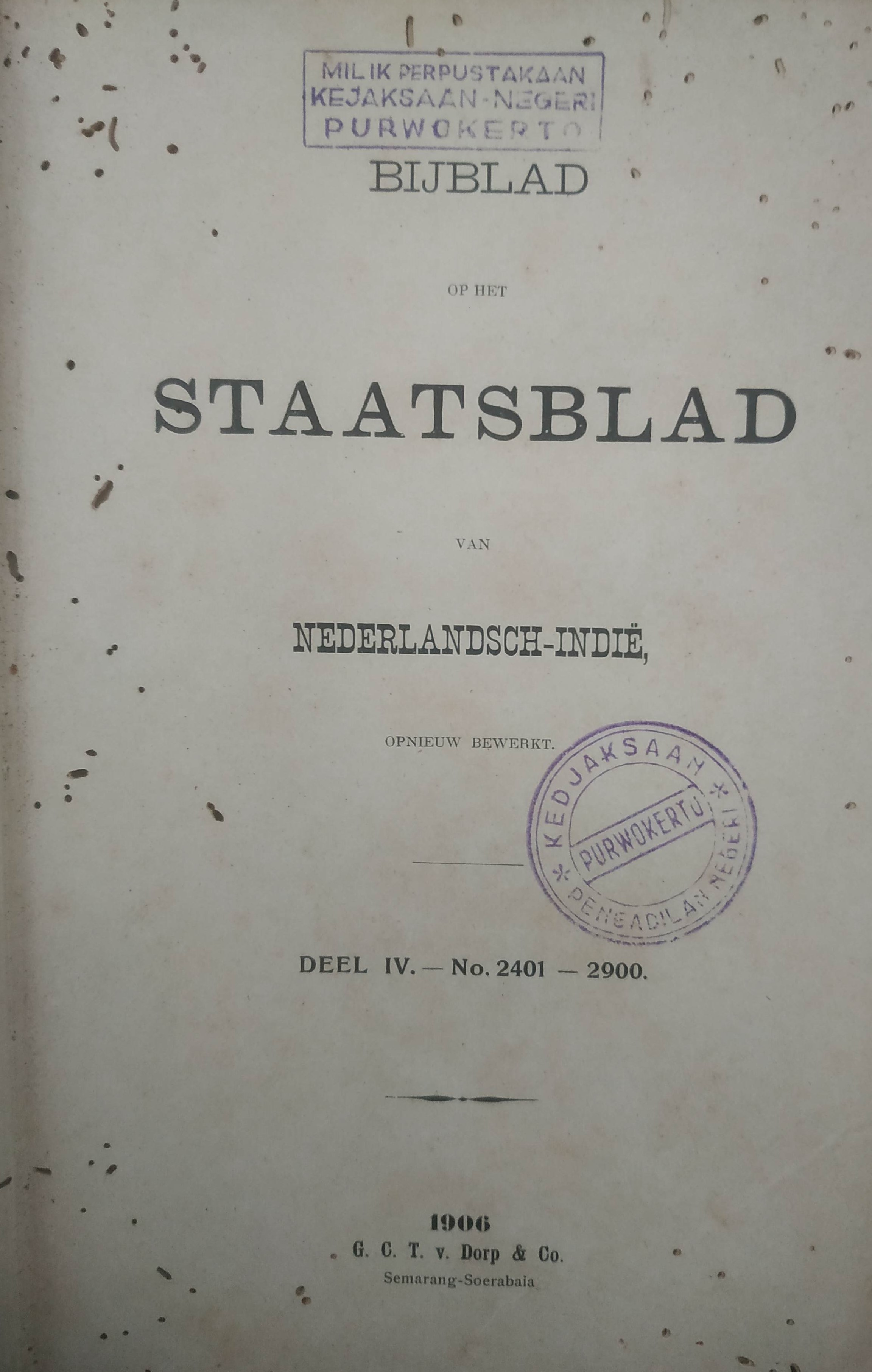 Cover BijBlad op het staatsblad 1906 Deel IV-No.2401-2900