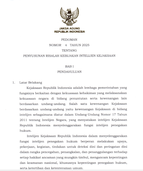 Cover Penyusunan Risalah Kebijakan Intelijen Kejaksaan