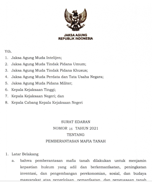 Cover  PEMBERANTASAN MAFIA TANAH