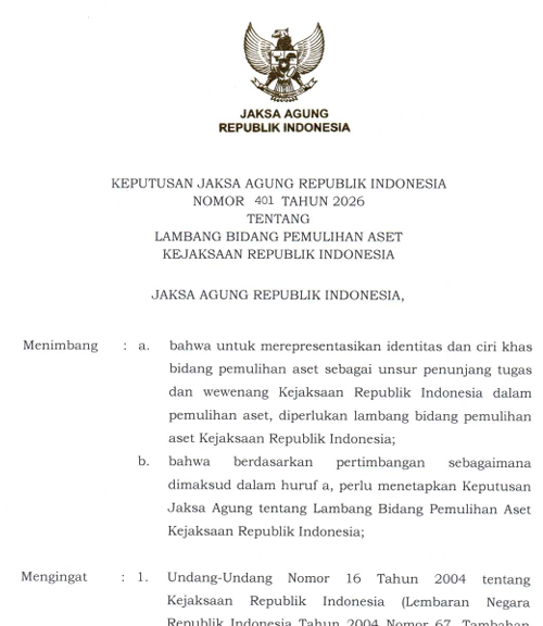 Cover LAMBANG BIDANG PEMULIHAN ASET KEJAKSAAN REPUBLIK INDONESIA