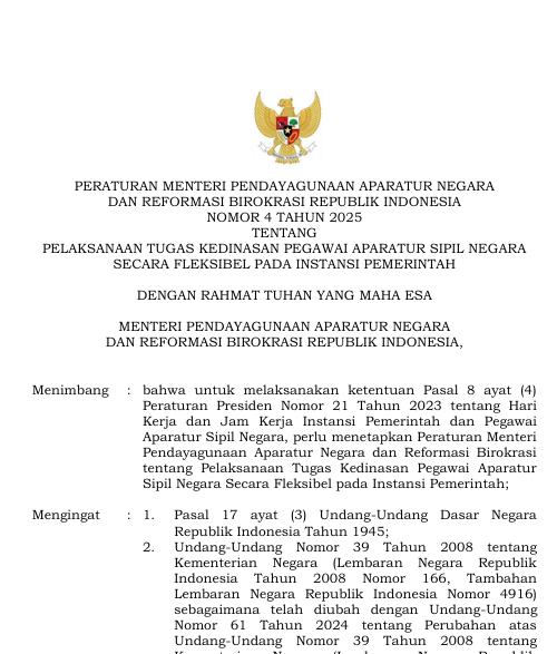 Cover Pelaksanaan Tugas Kedinasan Pegawai Aparatur Sipil Negara Secara Fleksibel pada Instansi Pemerintah