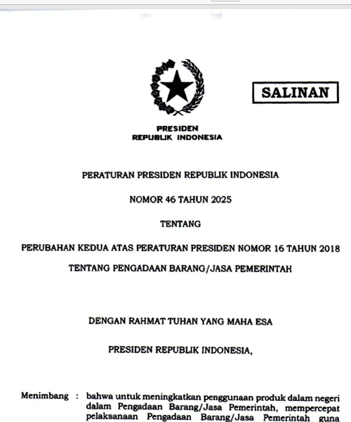 Cover Perubahan Kedua atas Peraturan Presiden Nomor 16 Tahun 2018 tentang Pengadaan BarangJasa Pemerintah