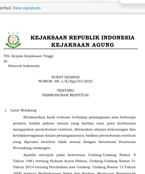 Cover PERMOHONAN RESTITUSI