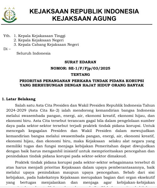 Cover PRIORITAS PENANGANAN PERKARA TINDAK PIDANA KORUPSI YANG BERHUBUNGAN DENGAN HAJAT HIDUP ORANG BANYAK