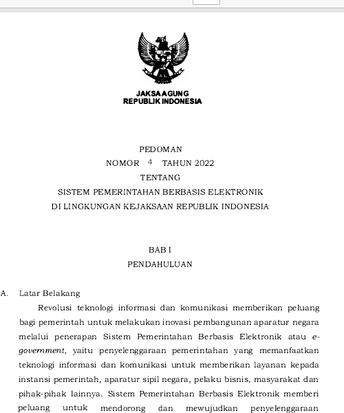 Cover Sistem Pemerintahan Berbasis Elektronik di Lingkungan Kejaksaan Republik Indonesia