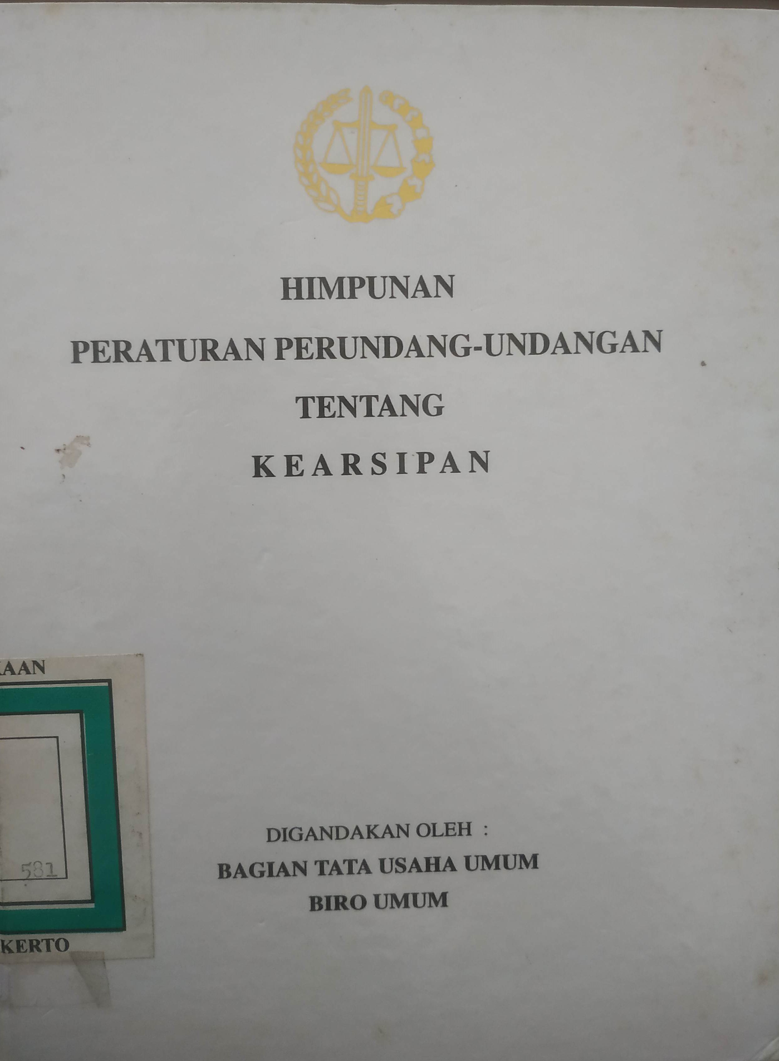 Cover Himpunan Peraturan Undang-undang Tentang Kearsipan