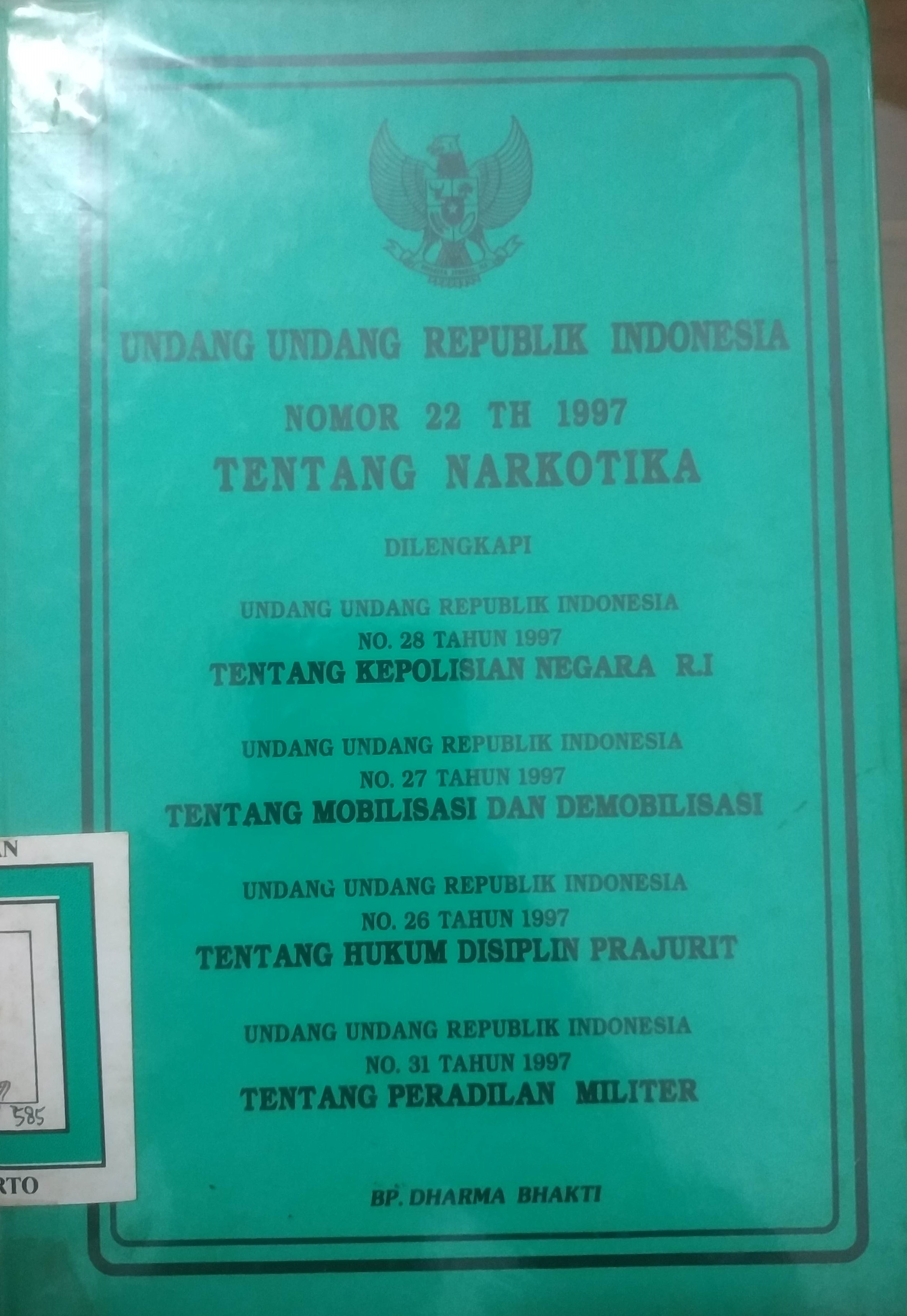 Cover Undang-undang Narkotika 