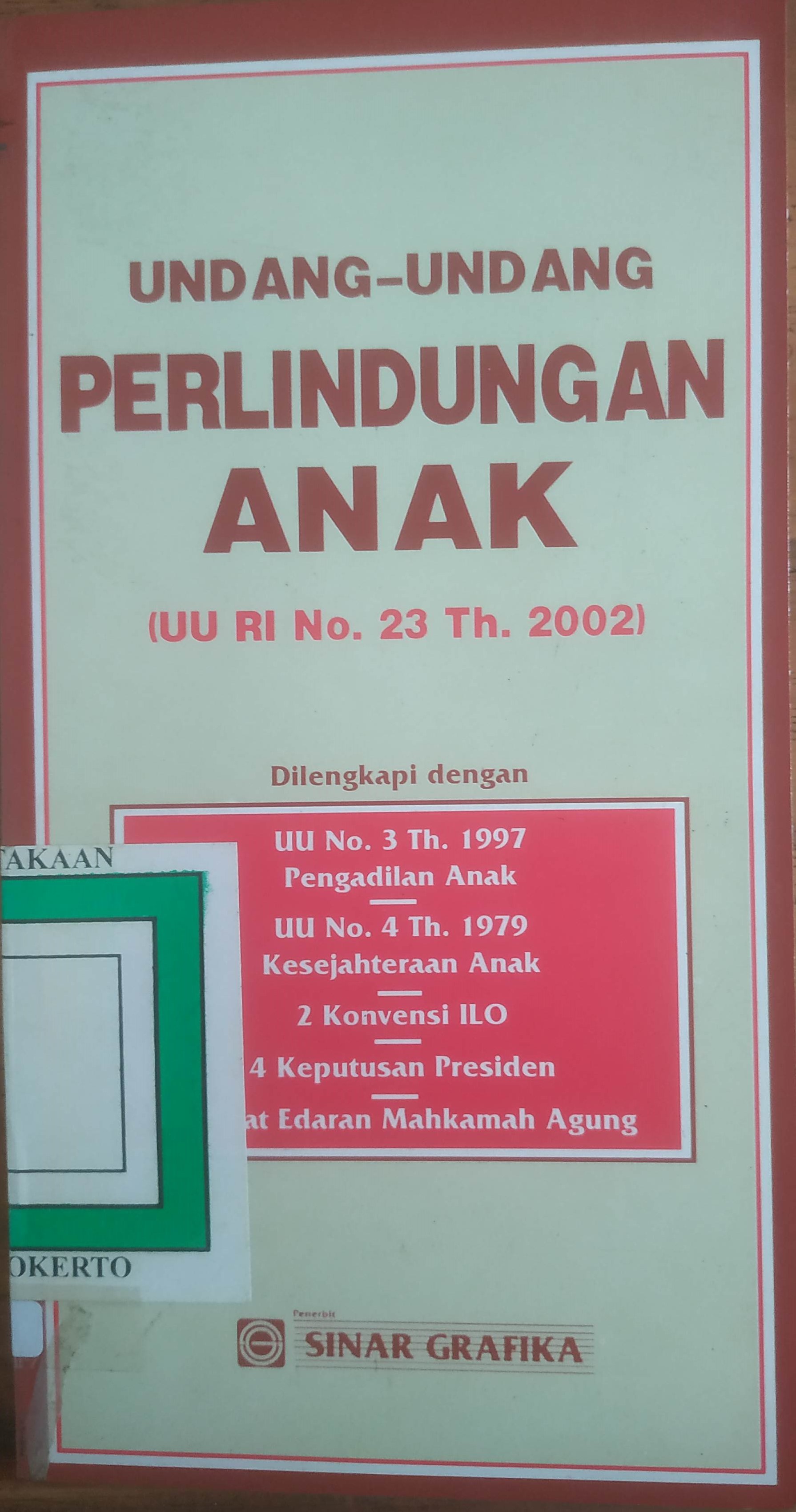 Cover UU No. 23 tahun 2002 tentang UU Perlindungan Anak