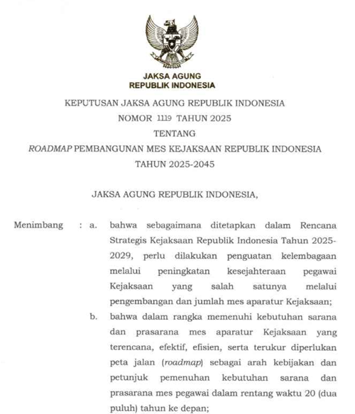 Cover ROADMAP PEMBANGUNAN MES KEJAKSAAN RI TAHUN 2025-2045