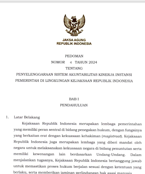 Cover PENYELENGGARAAN SISTEM AKUNTABILITAS KINERJA INSTANSI PEMERINTAH DI LINGKUNGAN KEJAKSAAN REPUBLIK INDONESIA