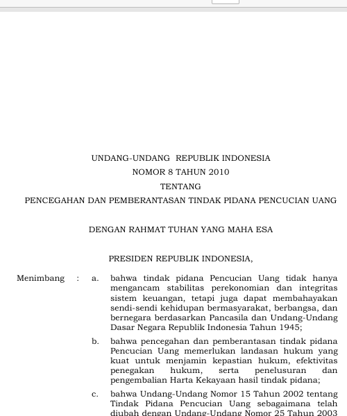 Cover Pencegahan dan Pemberantasan Tindak Pidana Pencucian Uang
