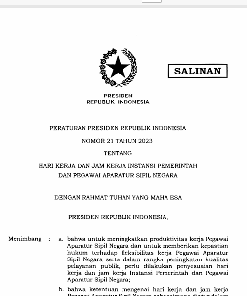 Cover Hari Kerja dan Jam Kerja Instansi Pemerintah dan Pegawai Aparatur Sipil Negara