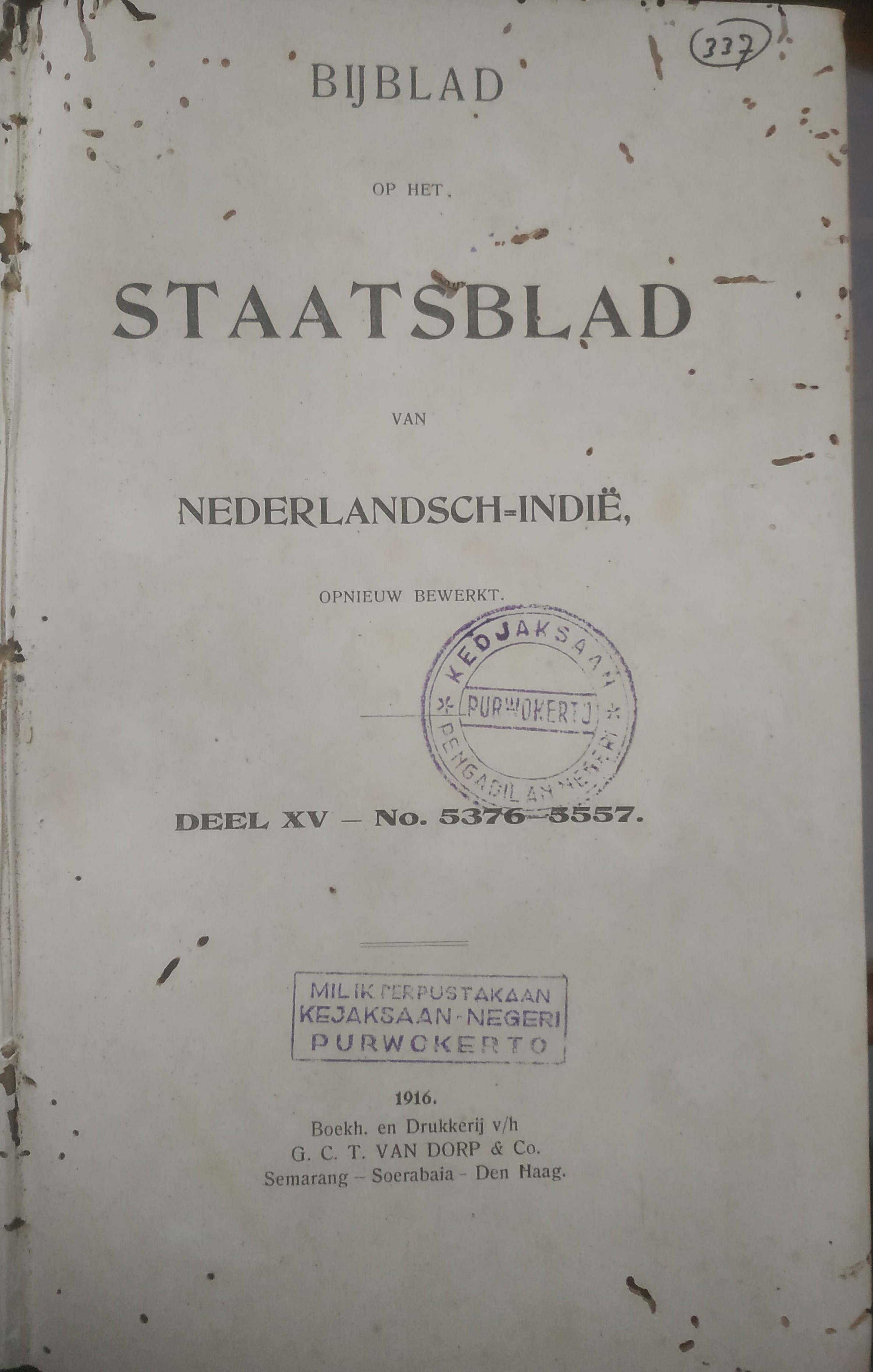 Cover BijBlad op het staatsblad 1916 Deel XV-No.5376-5557