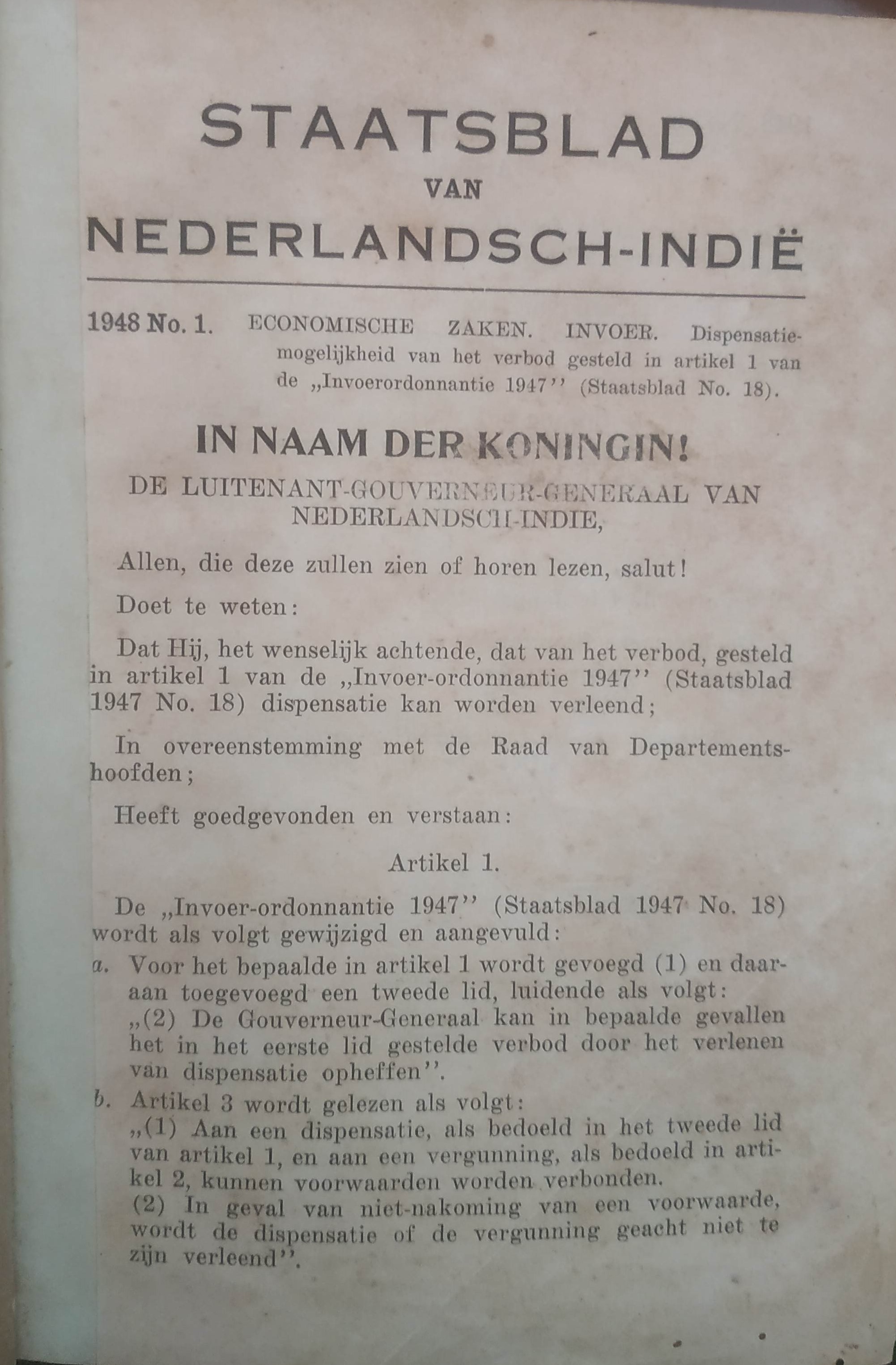 Cover Staatsblad van Neerlandsch-Indie 1948 No. 18