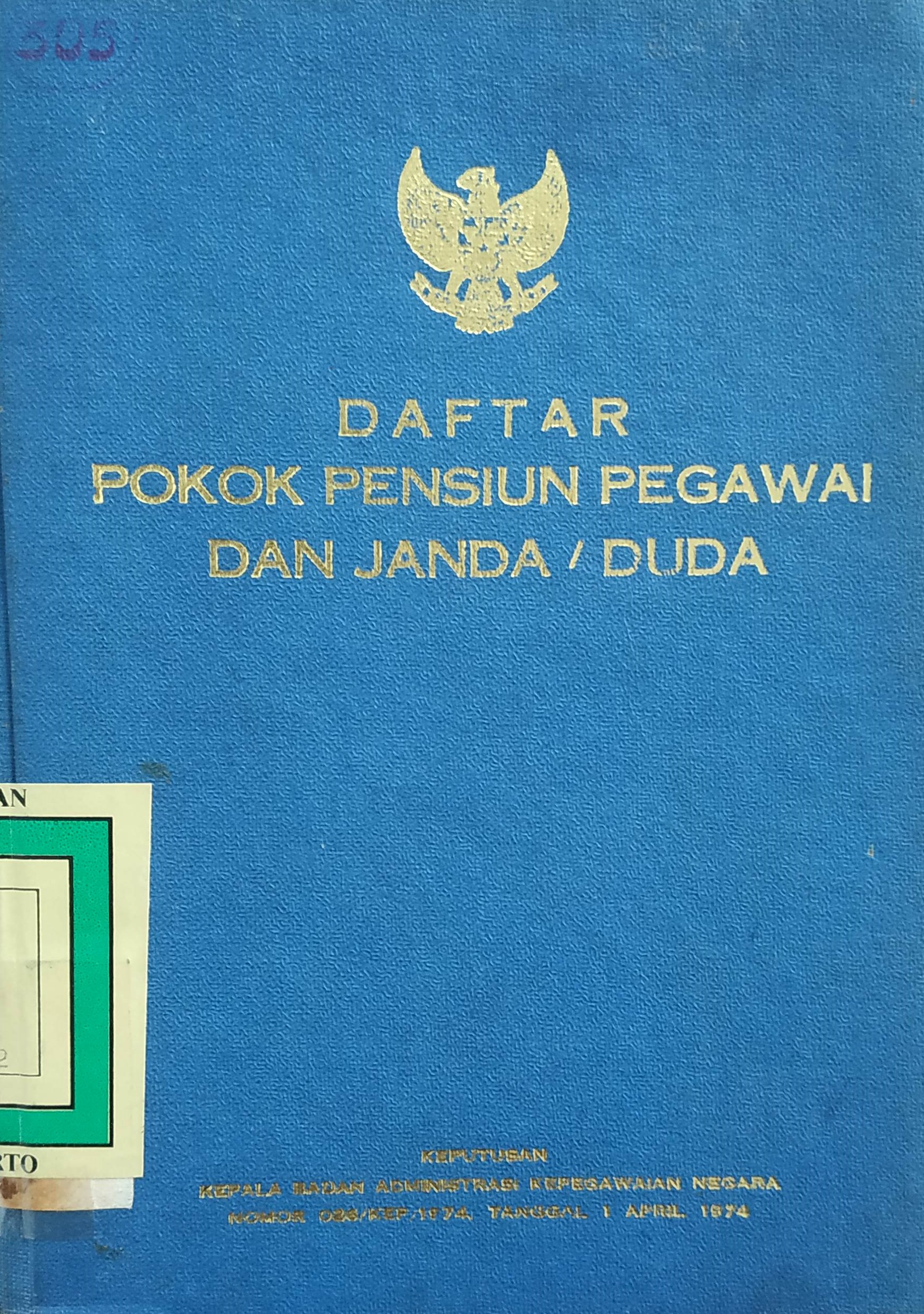Cover Daftar Pokok Pensiun Pegawai dan Janda / Duda