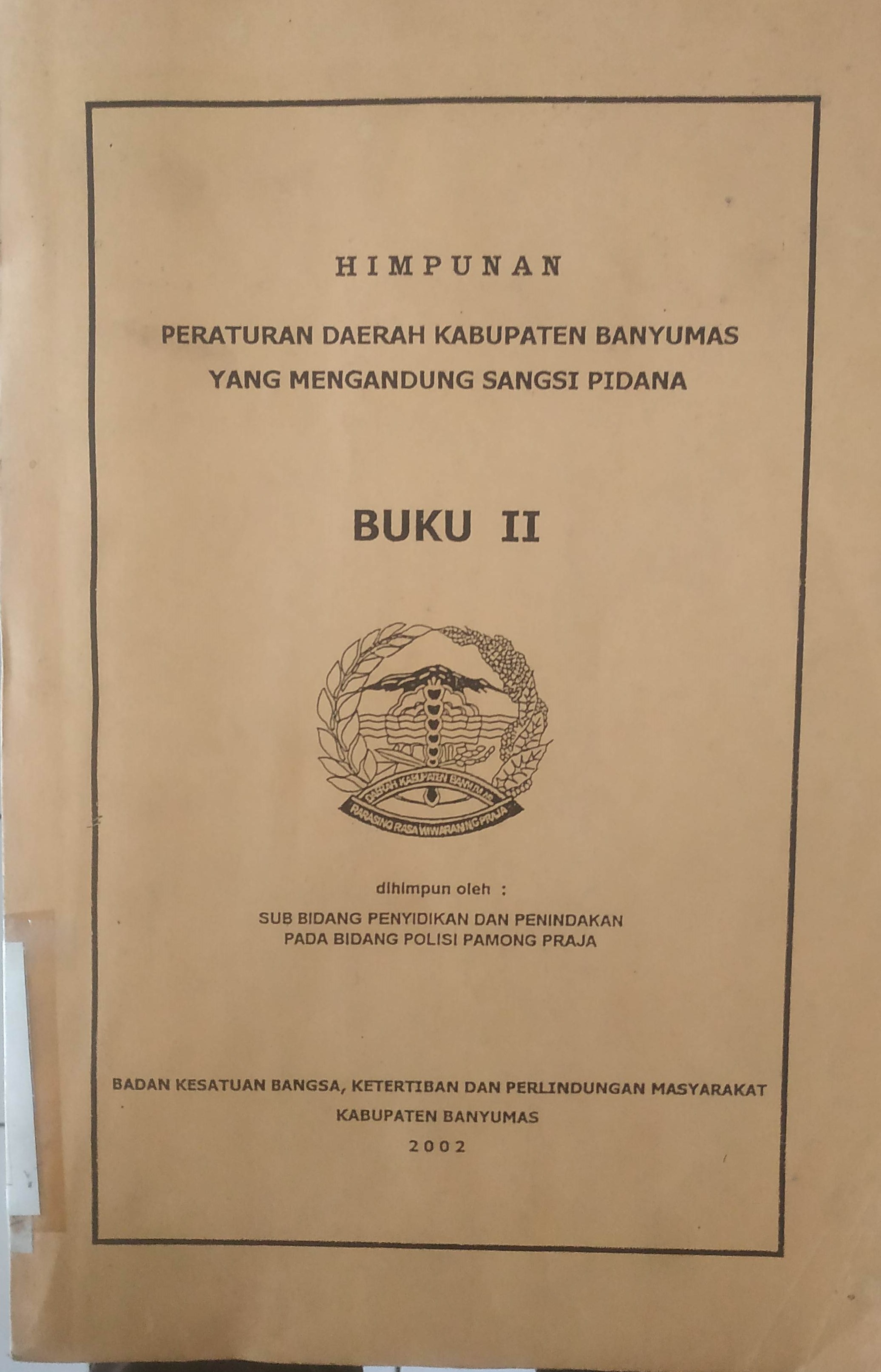 Cover Himpunan Peraturan Daerah Kabupaten Banyumas yang mengandung sangsi Pidana II