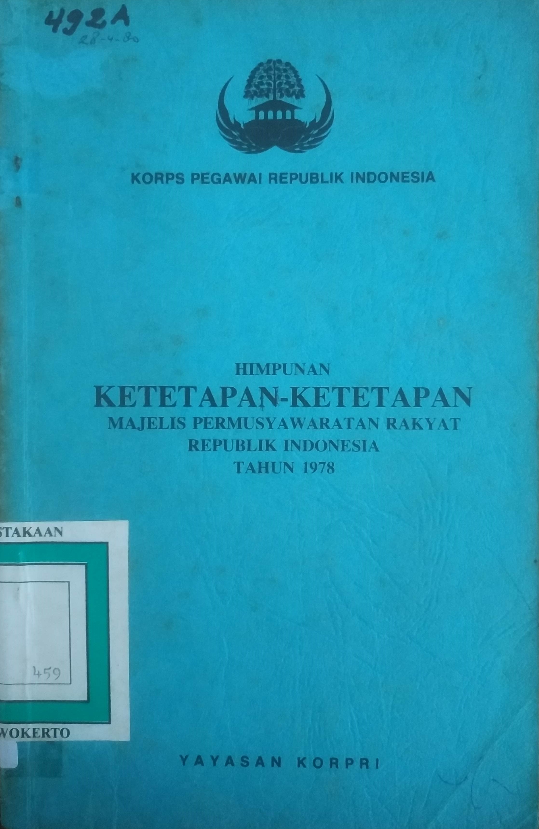 Cover Himpunan Ketetapan-Ketetapan MPR RI tahun1978