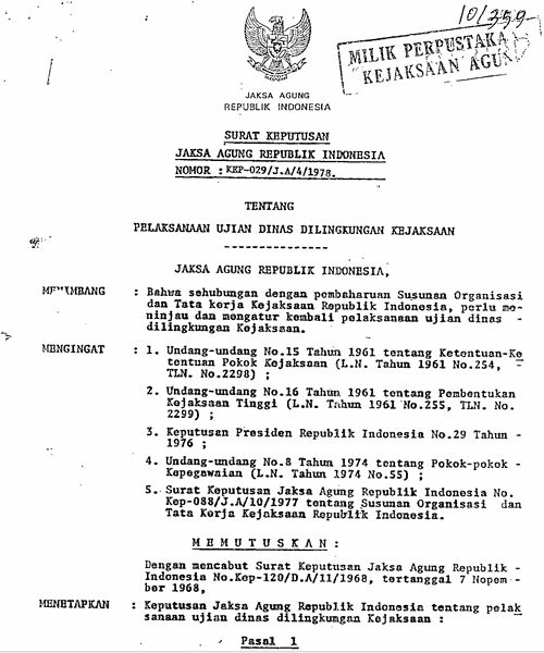 Cover PELAKSANAAN UJIAN DINAS DI LINGKUNGAN KEJAKSAAN