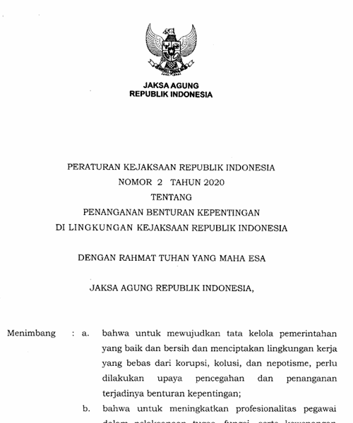 Cover Penanganan Benturan Kepentingan Di Lingkungan Kejaksaan Republik Indonesia