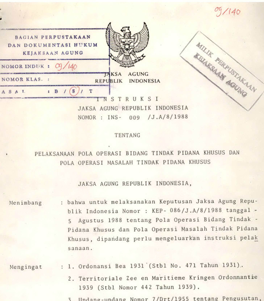 Cover PELAKSANAAN POLA OPERASI BIDANG TINDAK PIDANA KHUSUS DAN POLA OPERASI MASALAH TINDAK PIDANA KHUSUS