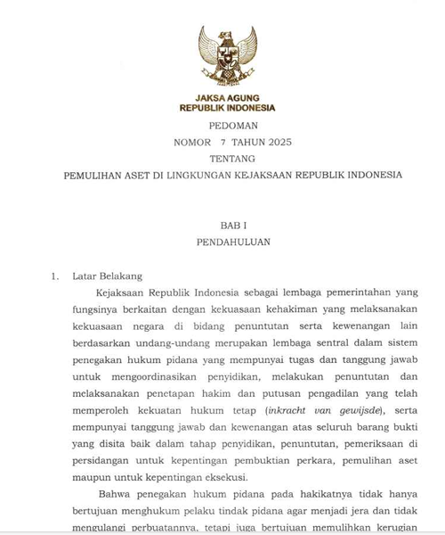 Cover Pemulihan Aset di Lingkungan Kejaksaan Republik Indonesia