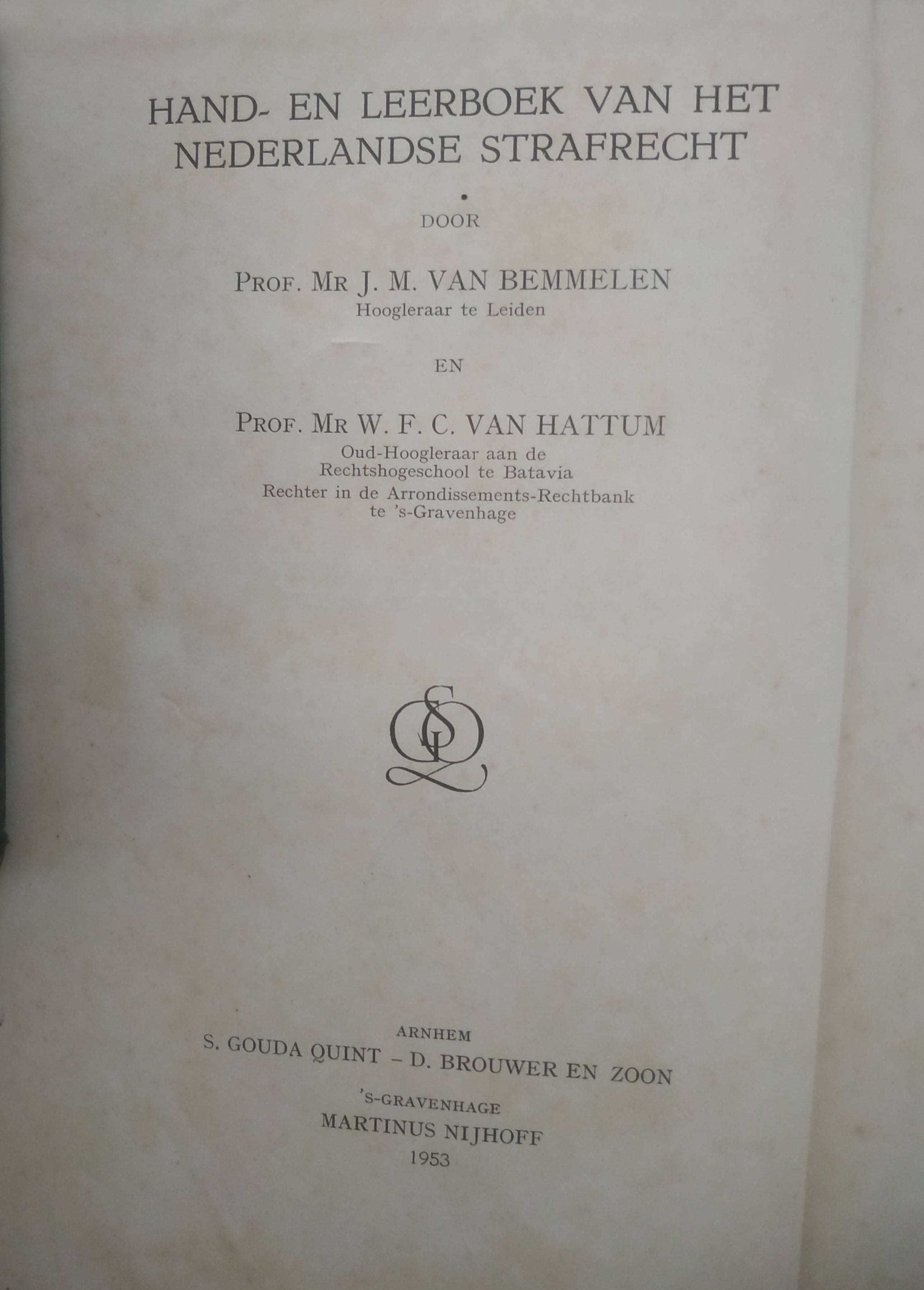 Cover Hand-En Leerboek Van Het Nederlandse Strafrecht.