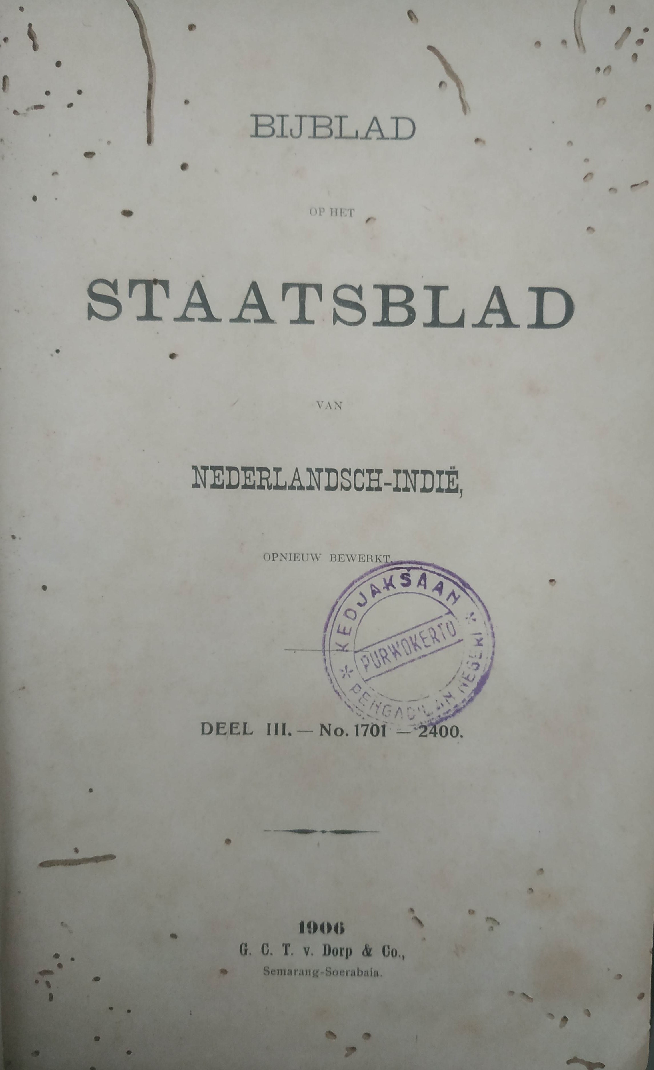 Cover BijBlad op het staatsblad 1906 Deel III-No.1701-2400