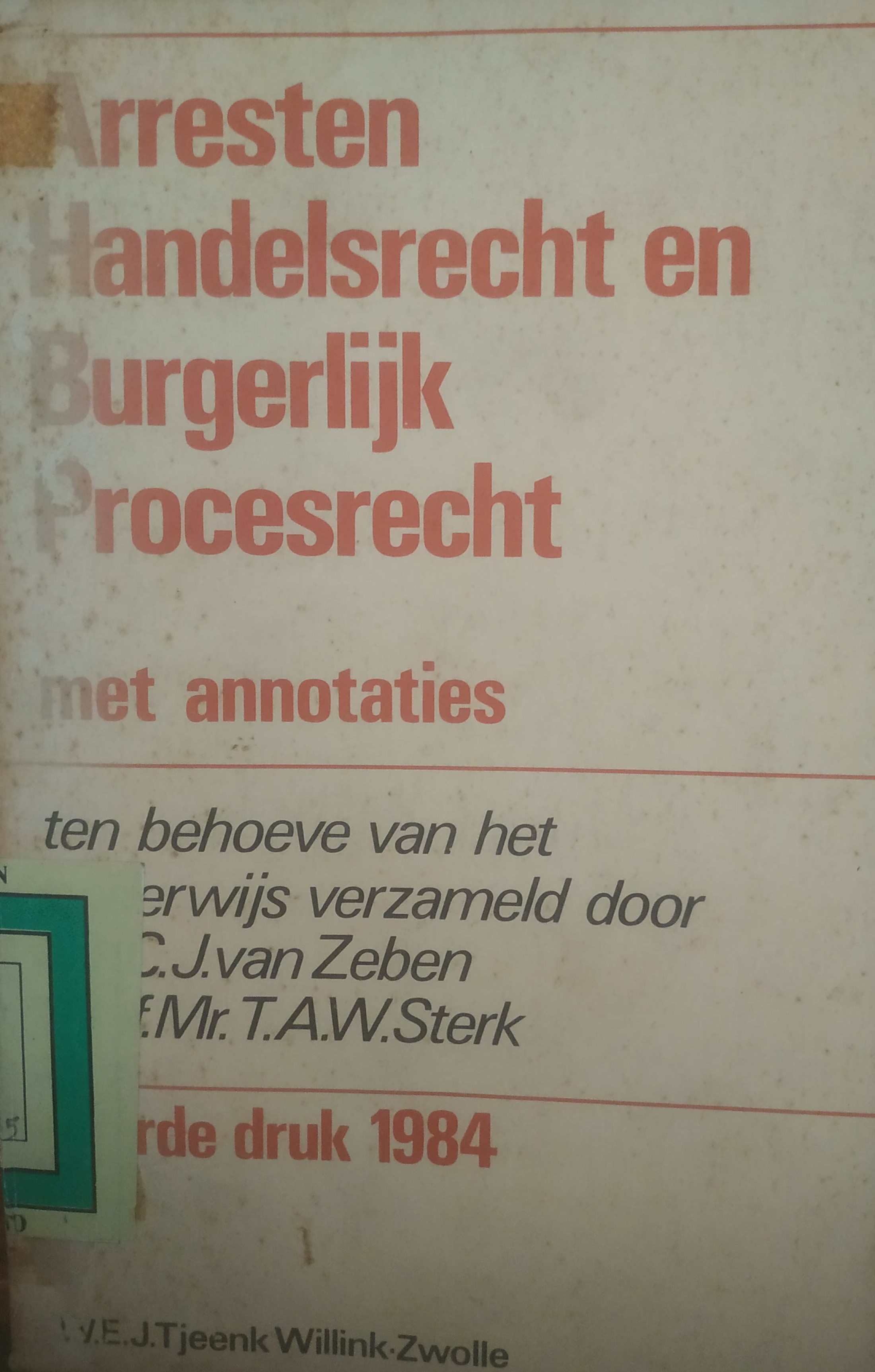 Cover Arresten handelsrecht en burgerlijk procesrecht NJ1913-469
