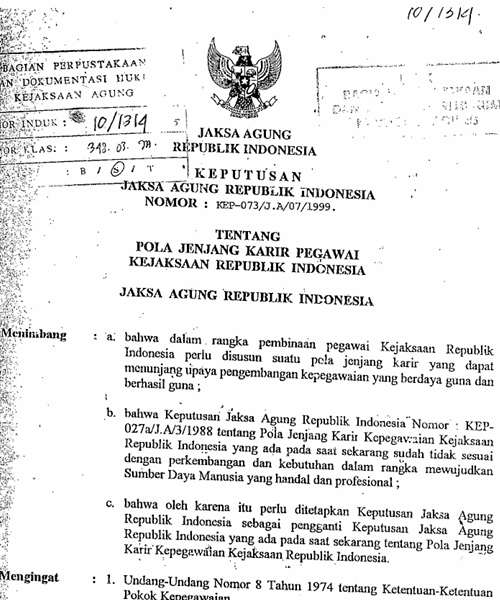 Cover POLA JENJANG KARIR PEGAWAI KEJAKSAAN REPUBLIK INDONESIA