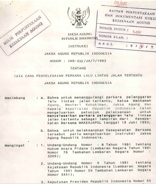 Cover TATA CARA PENYELESAIAN PERKARA LALU LINTAS JALAN TERTENTU