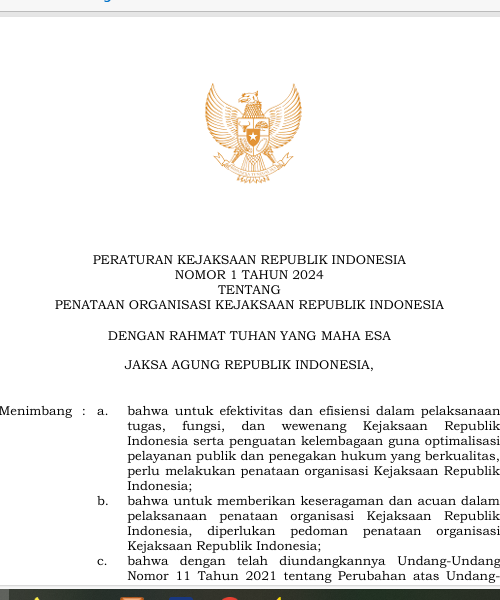 Cover Penataan Organisasi Kejaksaan Republik Indonesia