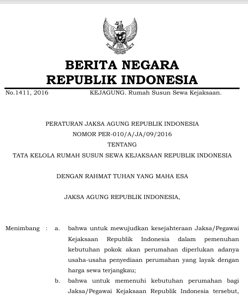 Cover TATA KELOLA RUMAH SUSUN SEWA KEJAKSAAN REPUBLIK INDONESIA