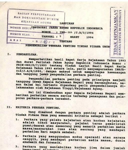 Cover LAMPIRAN PENGENDALIAN PERKARA PENTING TINDAK PIDANA UMUM