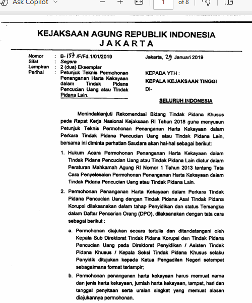 Cover PETUNJUK TEKNIS PERMOHONAN PENANGANAN HARTA KEKAYAAN DALAM TINDAK PIDANA PENCUCIAN UANG ATAU TINDAK PIDANA LAIN