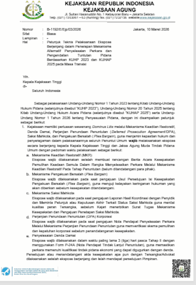 Cover Petunjuk Teknis Pelaksanaan Ekspose Berjenjang dalam Penerapan Mekanisme Alternatif Penyelesaian Perkara dan Pengendalian Tuntutan Pidana