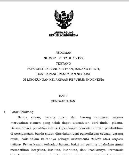 Cover Tata Kelola Benda Sitaan, Barang Bukti, dan Barang Rampasan Negara di Lingkungan Kejaksaan Republik Indonesia
