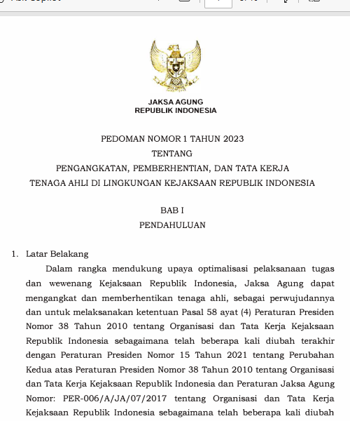 Cover Pengangkatan, Pemberhentian, dan Tata Kerja Tenaga Ahli di Lingkungan Kejaksaan Republik Indonesia
