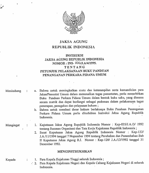 Cover PETUNJUK PELAKSANAAN BUKU PANDUAN PENANGAN PERKARA PIDANA UMUM