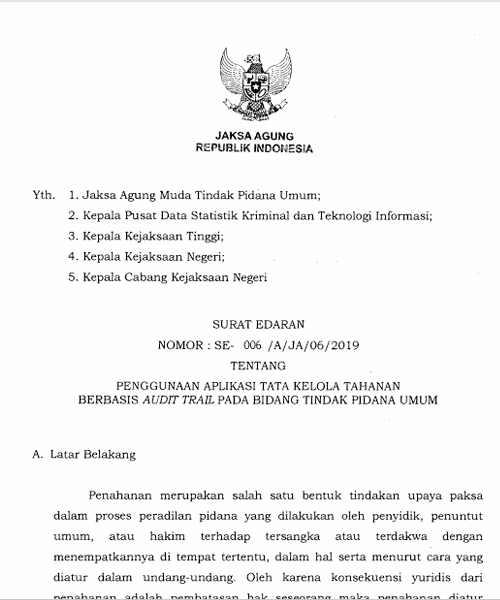 Cover PENGGUNAAN APLIKASI TATA KELOLA TAHANAN BERBASIS AUDIT TRAIL PADA BIDANG TINDAK PIDANA UMUM