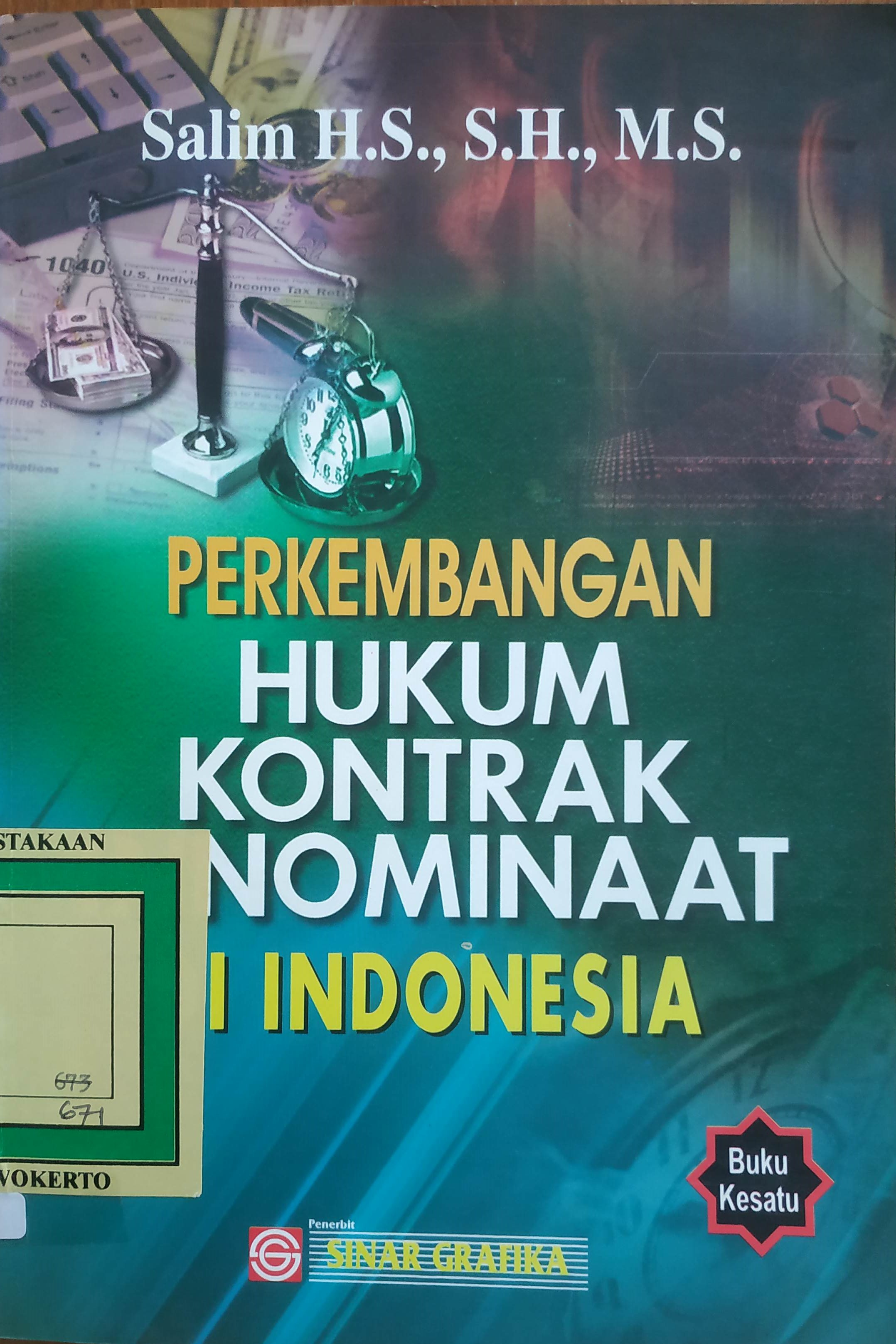 Cover Perkembangan Hukum Kontrak Innominat di Indonesia Buku ke 1