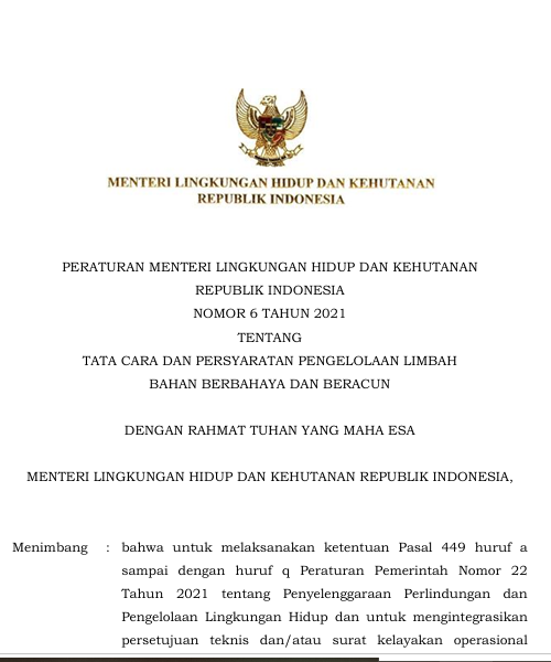 Cover Tata Cara Dan Persyaratan Pengelolaan Limbah Bahan Berbahaya Dan Beracun