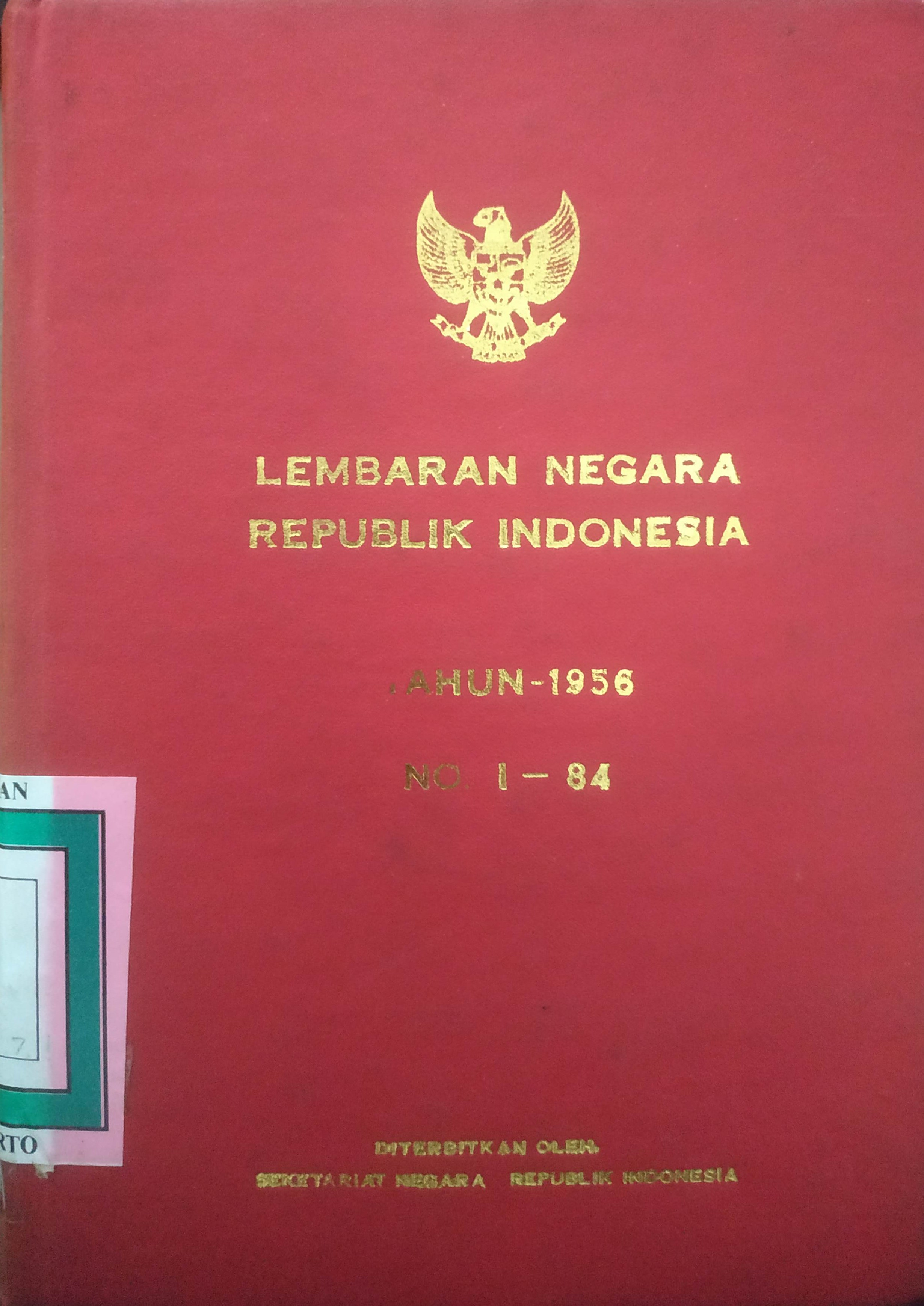 Cover Lembaran Negara Republik Indonesia Tahun 1956 No. 1 – 84
