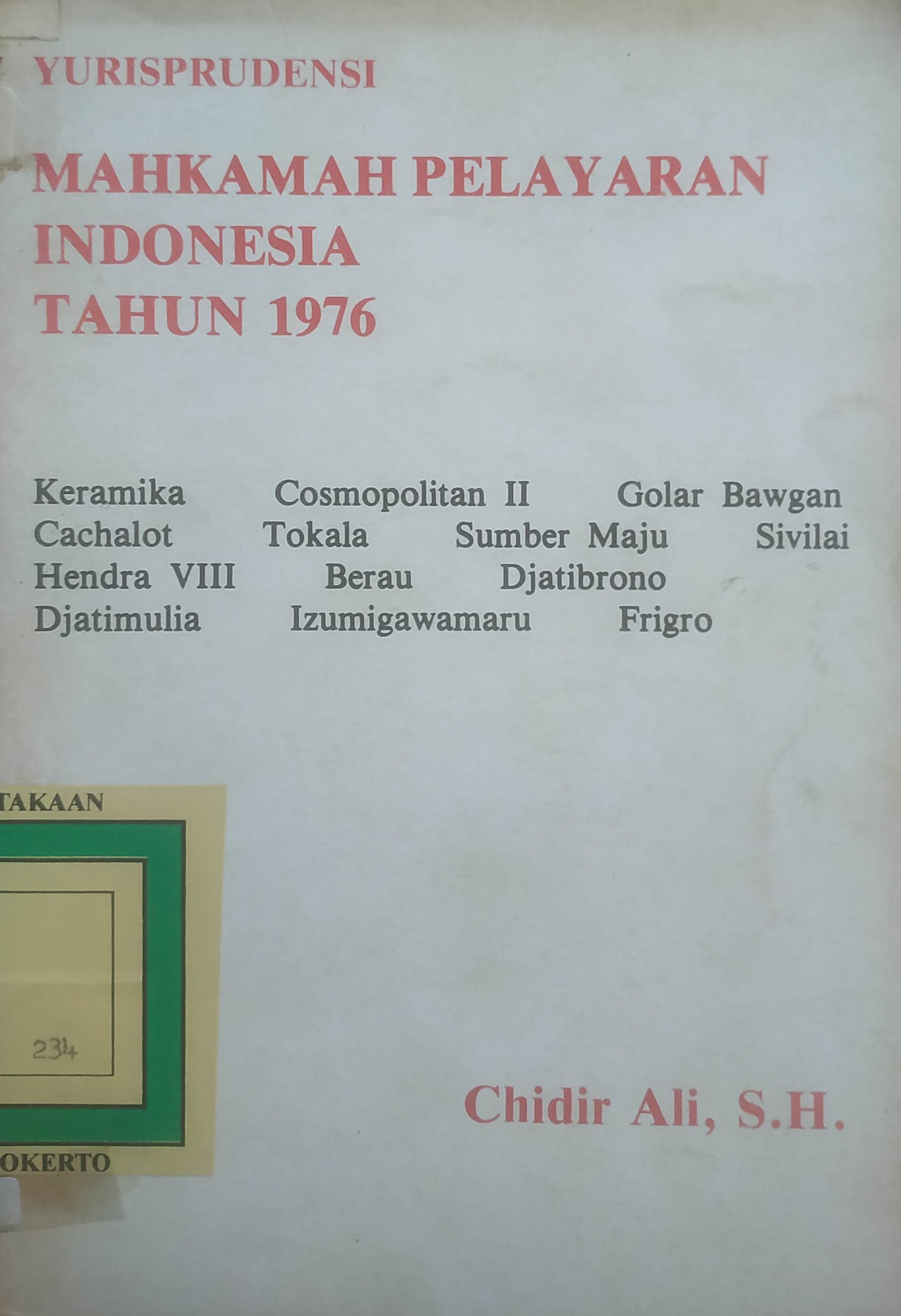 Cover Yurisprudensi Mahkamah Pelayaran Indonesia Tahun 1976