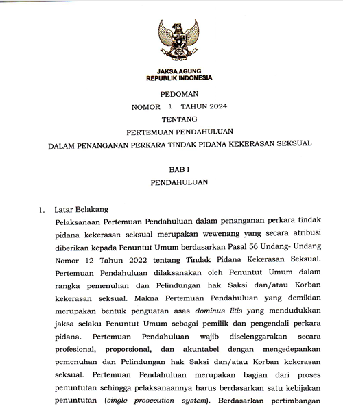 Cover Pertemuan Pendahuluan Dalam Penanganan Perkara Tindak Pidana Kekerasan Seksual