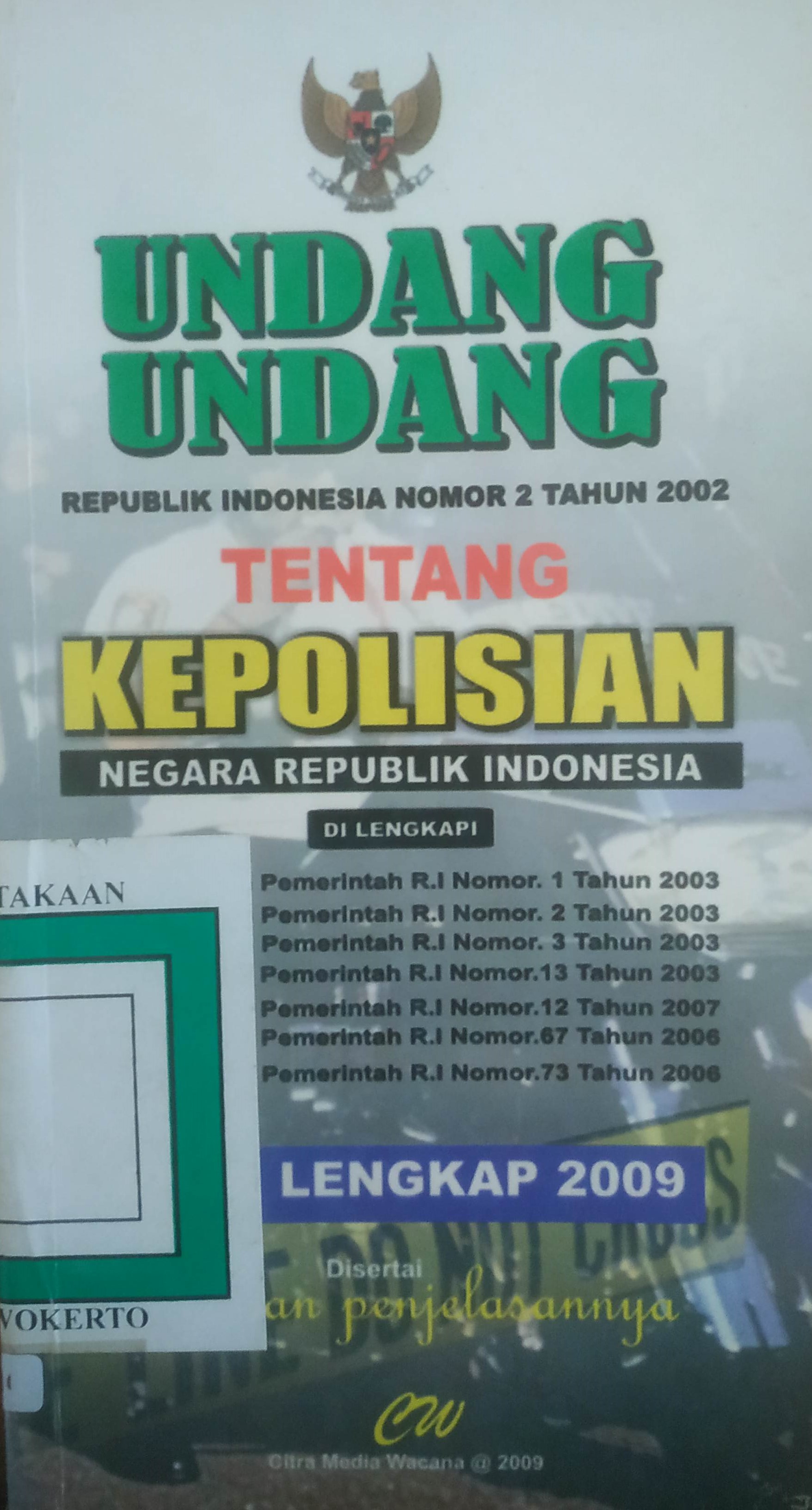 Cover UURI No. 2 tahun 2002 tentang Kepolisian RI.