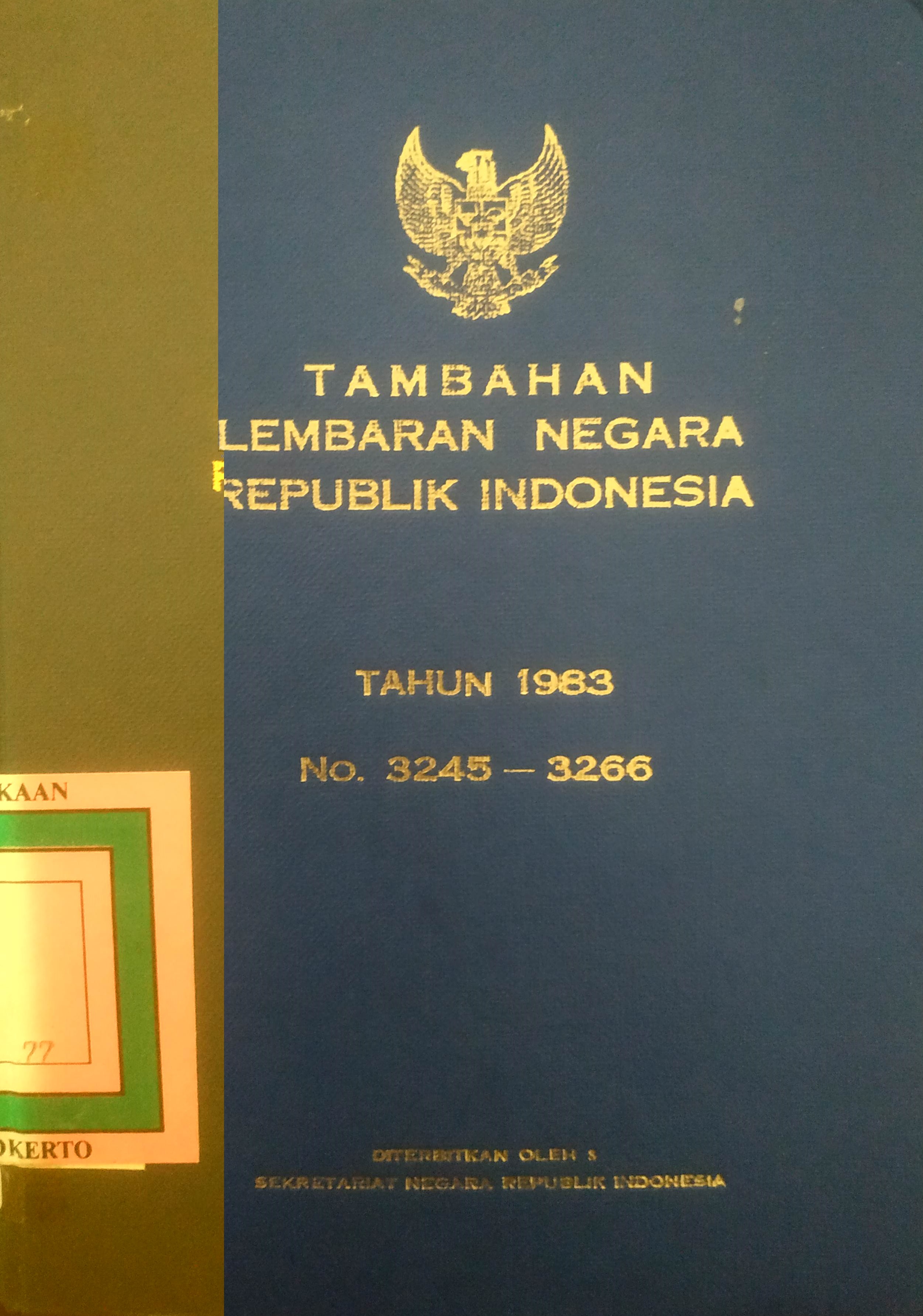 Cover Tambahan Lembaran Negara  Republik Indonesia Tahun 1983 No. 3245-3266