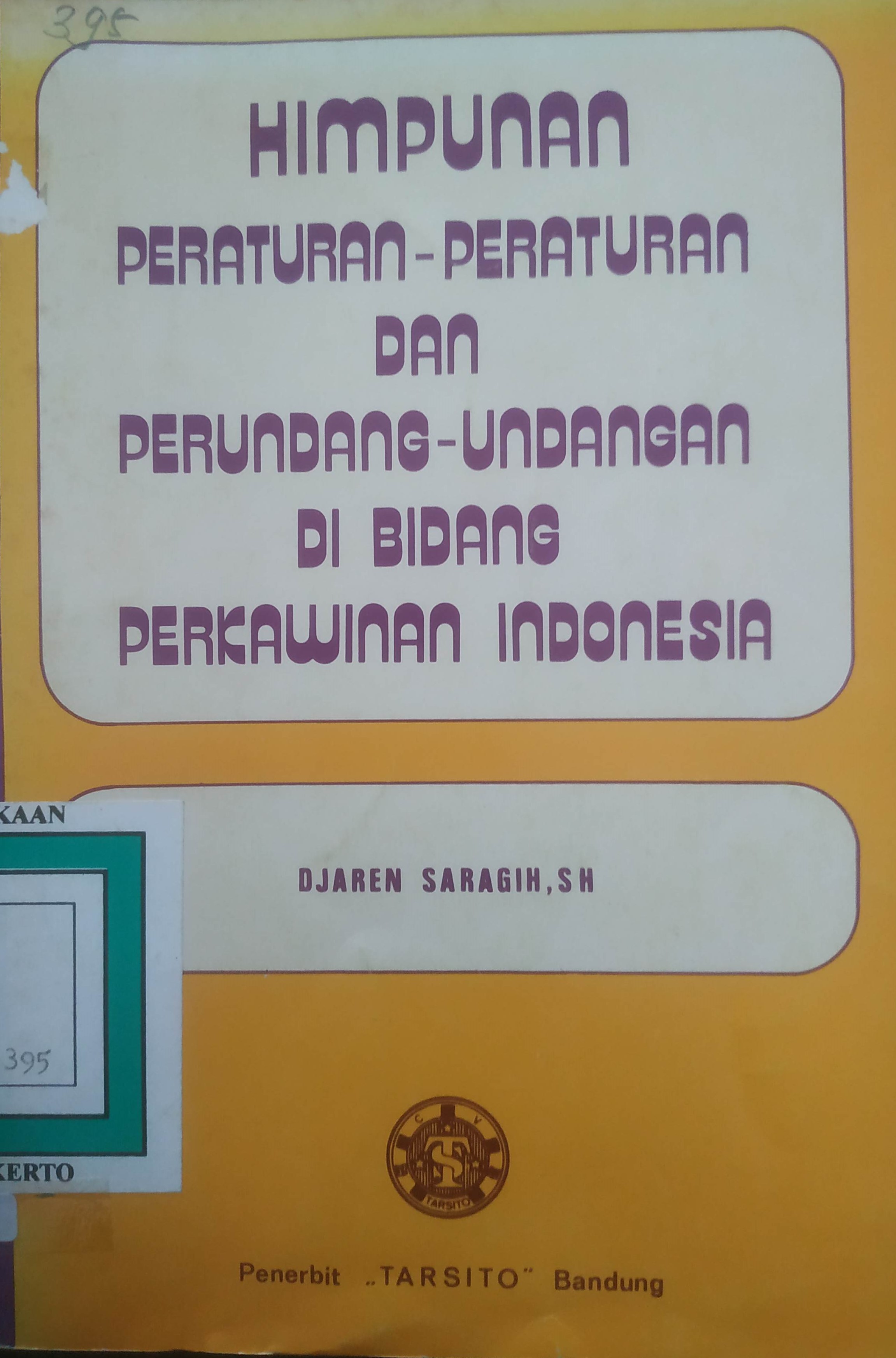 Cover Himpunan Peraturan-Peraturan dan Perundang-undangan di Bidang Perkawinan Indonesia