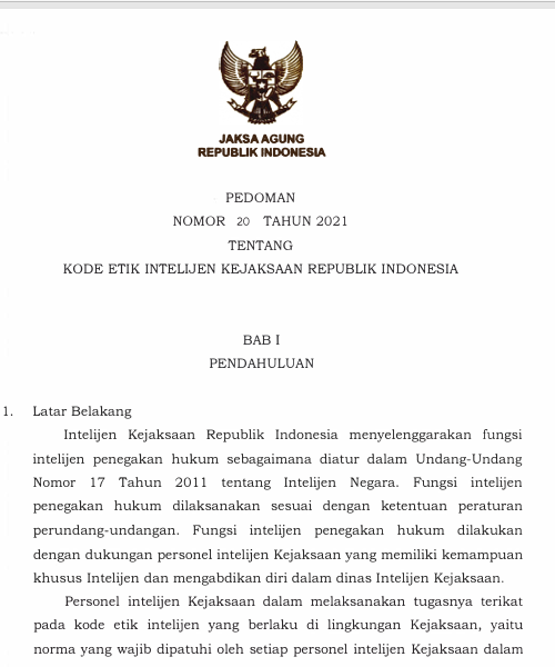 Cover Kode Etik Intelijen Kejaksaan Republik Indonesia