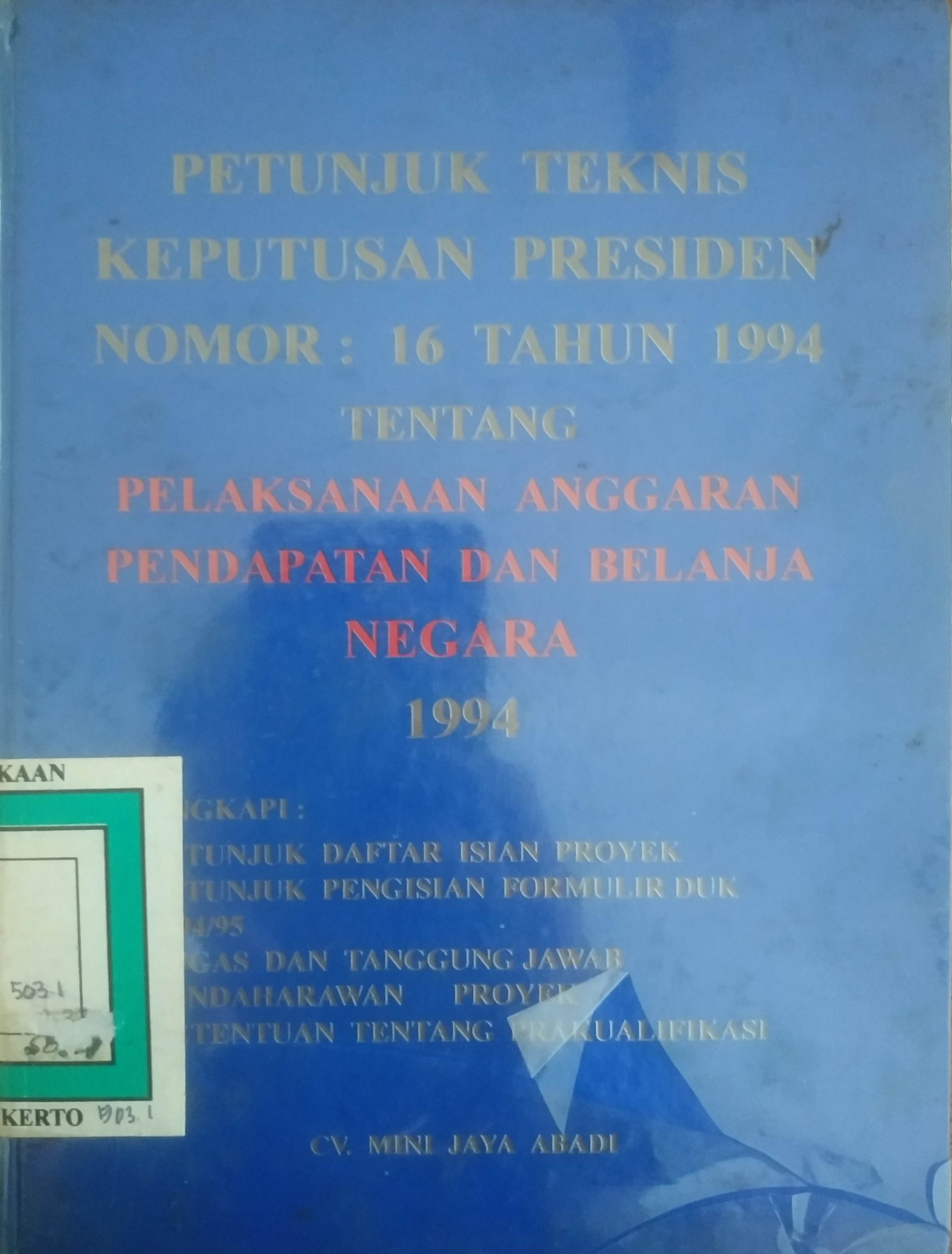 Cover Pelaksanaan APBN 1994