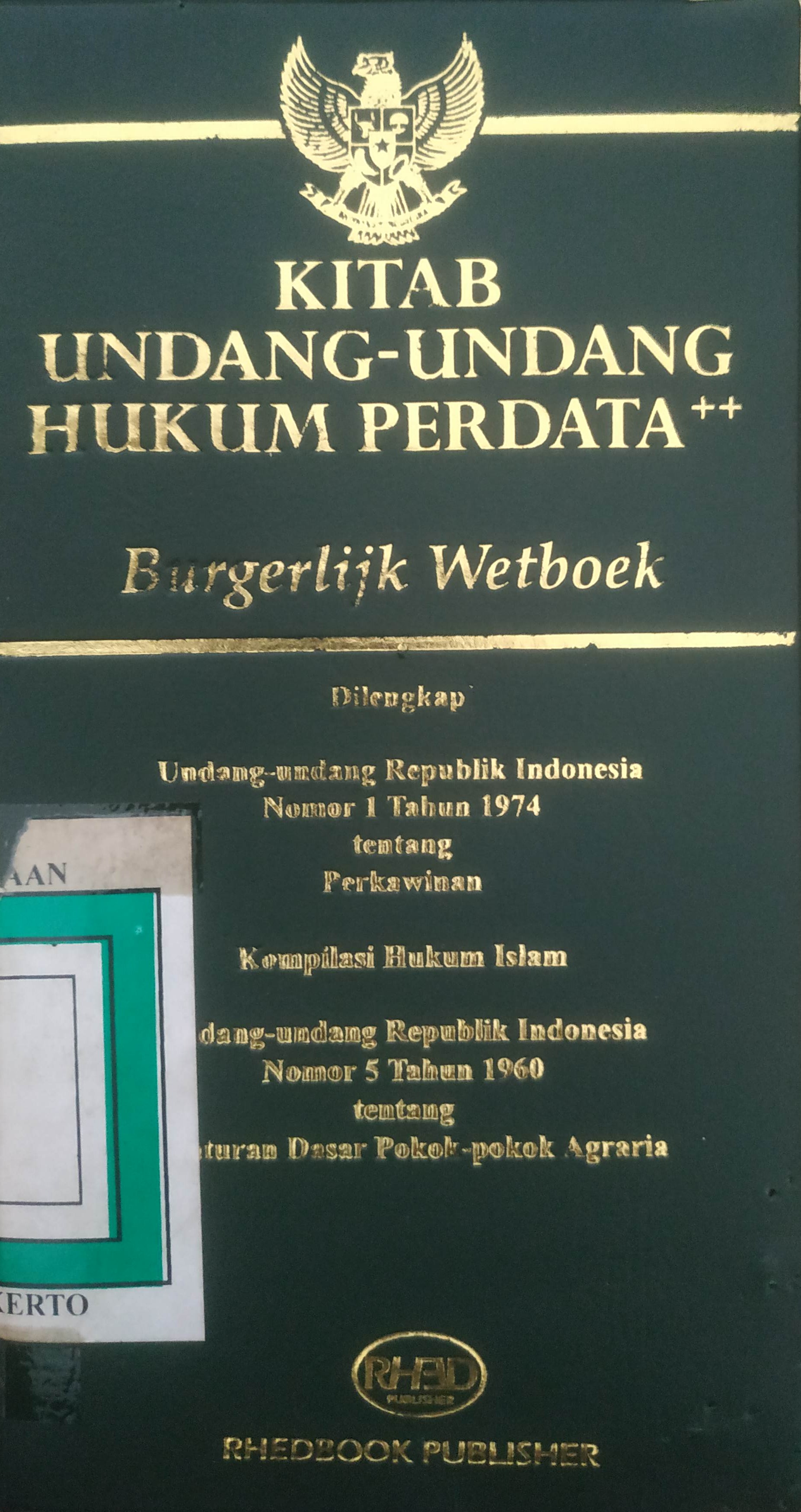 Cover Kitab Undang-undang Hukum Perdata 
(Burgerlijk Wetboek)